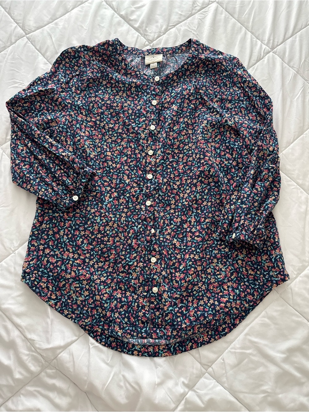St. John's Bay Navy Floral Button-Down Women’s Shirt